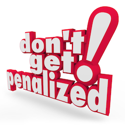 Don't Get Penalized Red 3D Words Fee Punishment Foul Rule Breaking